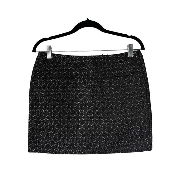 1344 GAP Black Silver Metallic Jacquard Summer Mini Skirt Pockets Size 4 - Picture 3 of 10